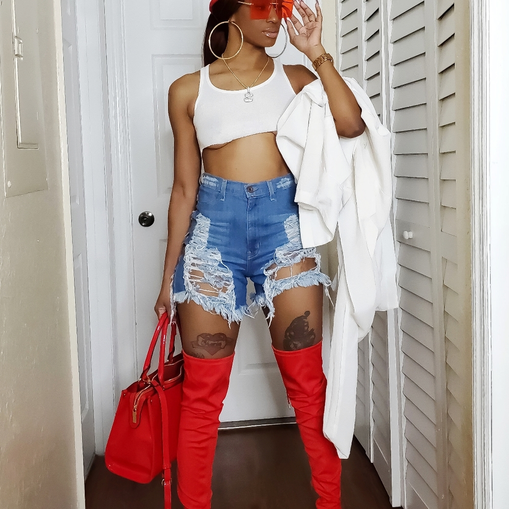 Distressed Denim shorts